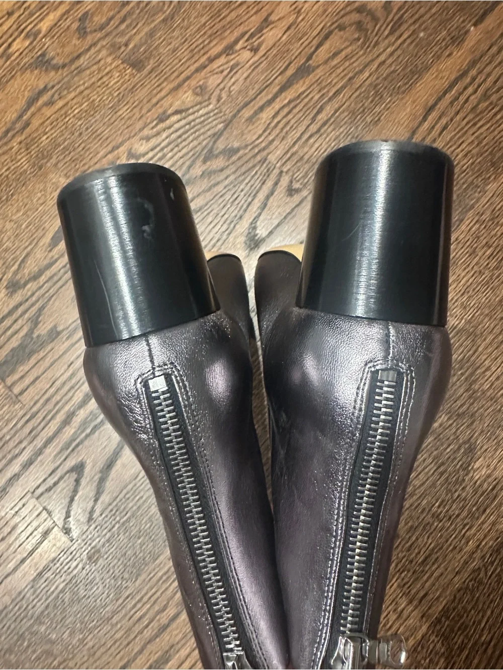 rag & bone Drea Metallic Leather Block Heel Ankle Boots in Gun Metal Size 39 - Picture 7 of 10